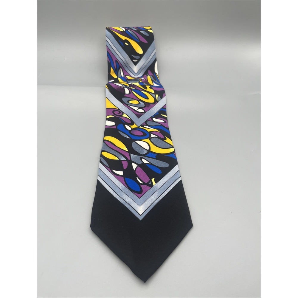 Rush Limbaugh No Boundaries Mens 100% Silk USA Geometric‎ Black/Multi Necktie